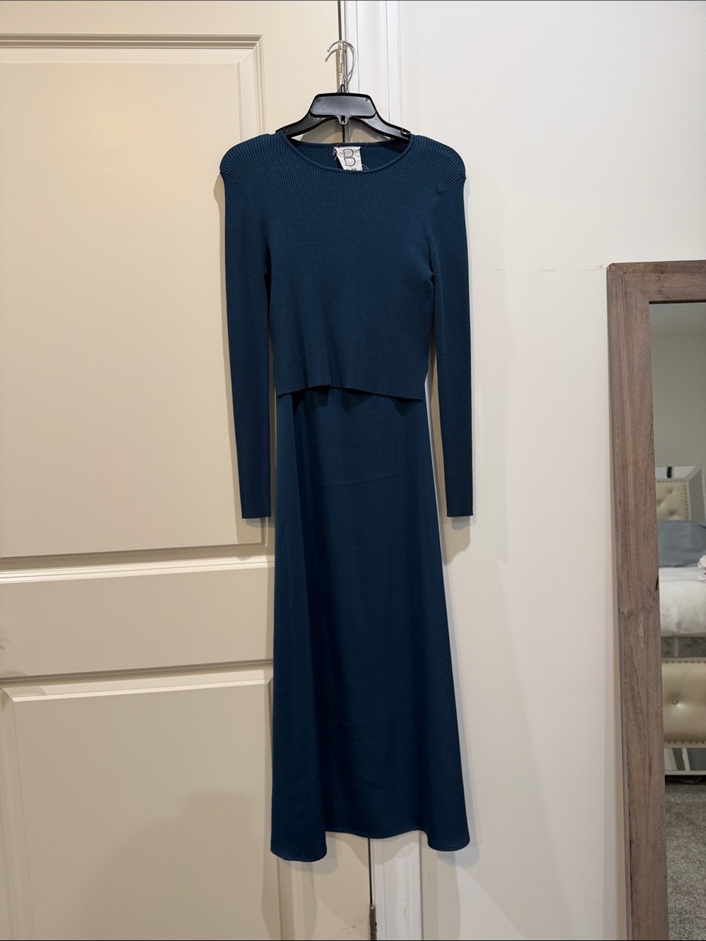 Women’s Teal Long Sleeve Knit Maxi Dress - rand